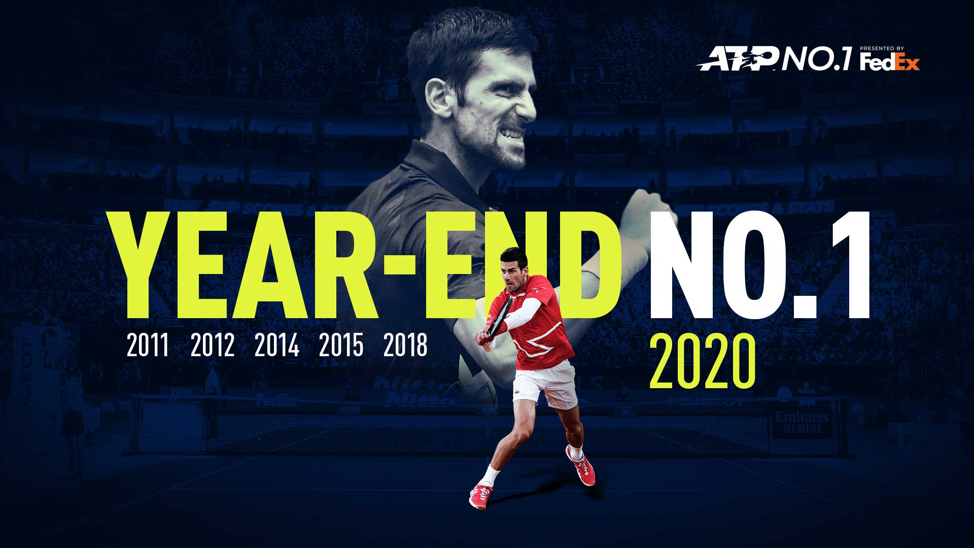 2020年ATP年终排名公布：德约蒂姆包揽冠亚军