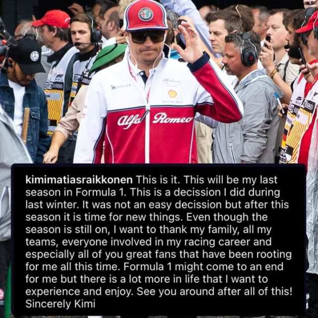 F1一代传奇宣告落幕！芬兰车手莱科宁宣布本赛季退役