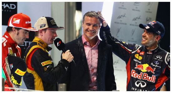F1阿布扎比站颁奖典礼，库特哈德采访前三名画面。